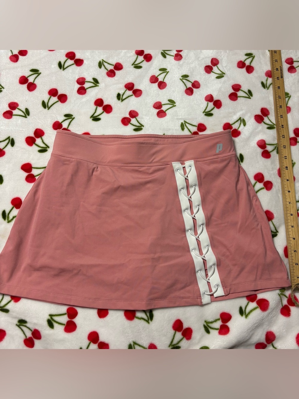 Prince Pink Athletic Skort with White Lace-Up Detail